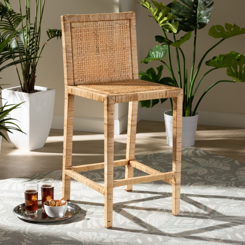 Natural Rattan Counter Stool