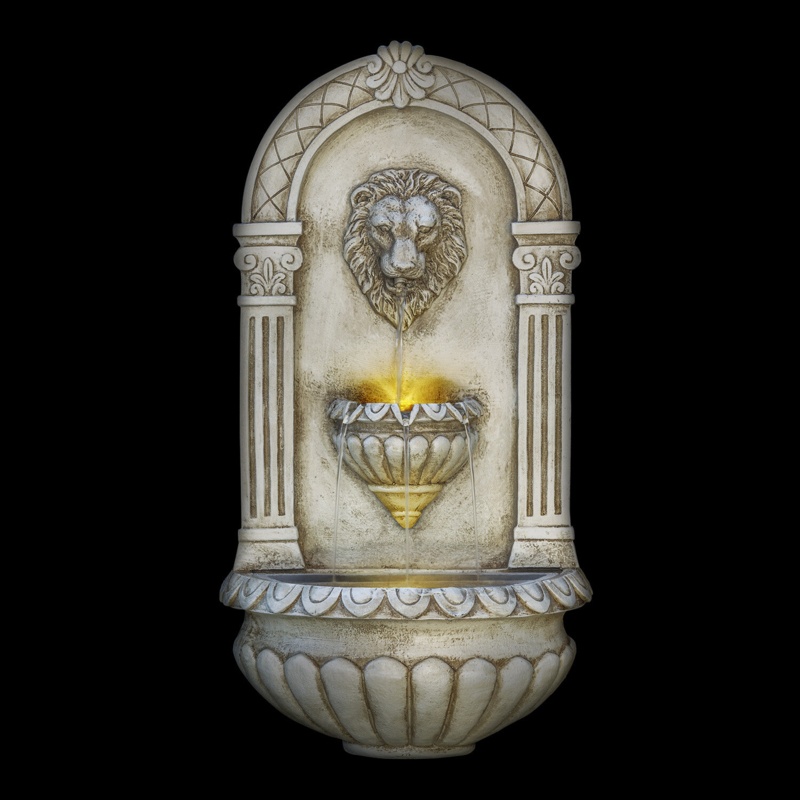Heberling Lion Head Wall Fountain with LED Light