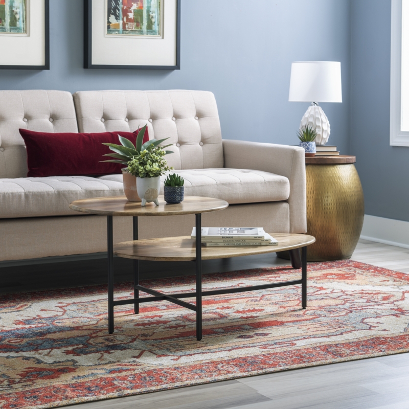 2-Tier Minimalist Mango Wood Coffee Table