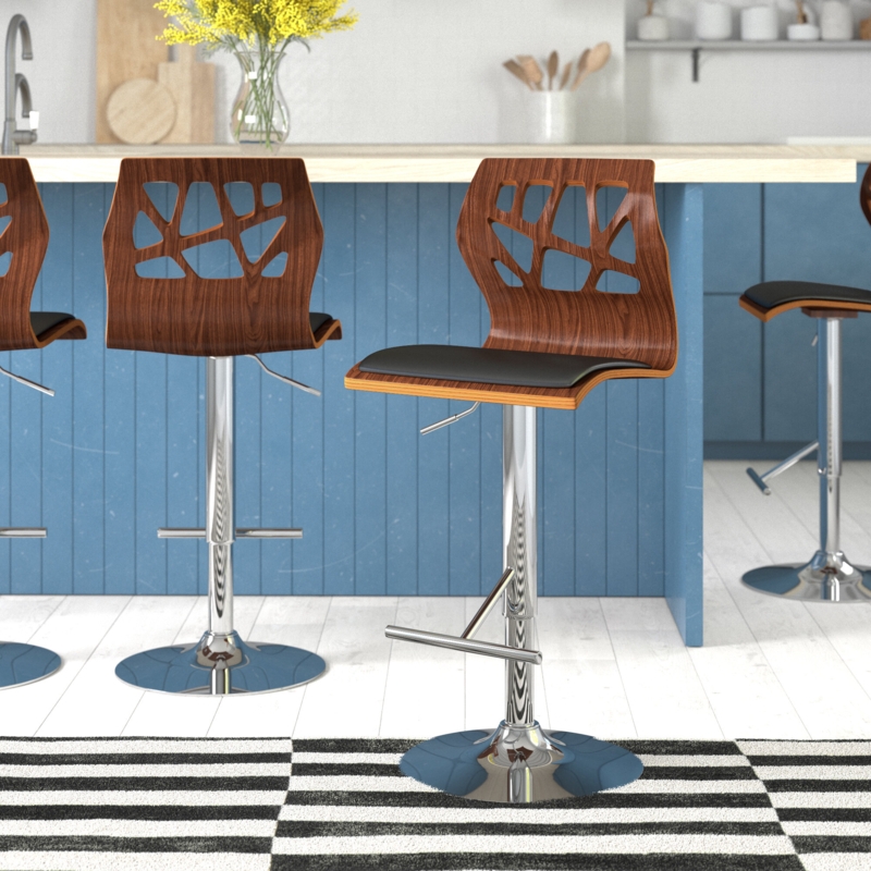 Modern Geometric Full Back Bar Stool