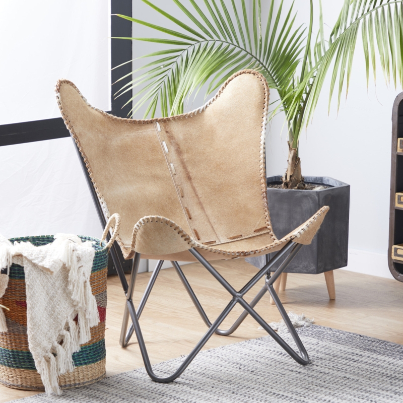 Rustic Leather Butterfly Chair