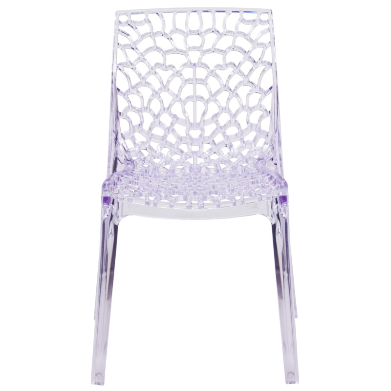 Helskdg Transparent Stacking Side Chair with Artistic Pattern Design