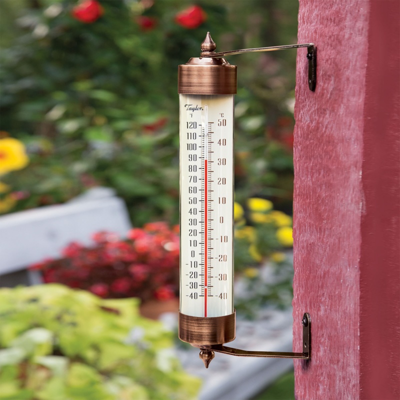 Heritage In/Out 12.25-Inch Tube Thermometer-Copper Metallic Finish