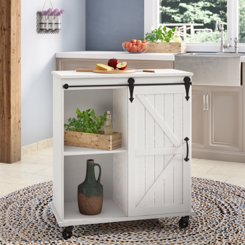 Rolling Kitchen Cart with Barn Door