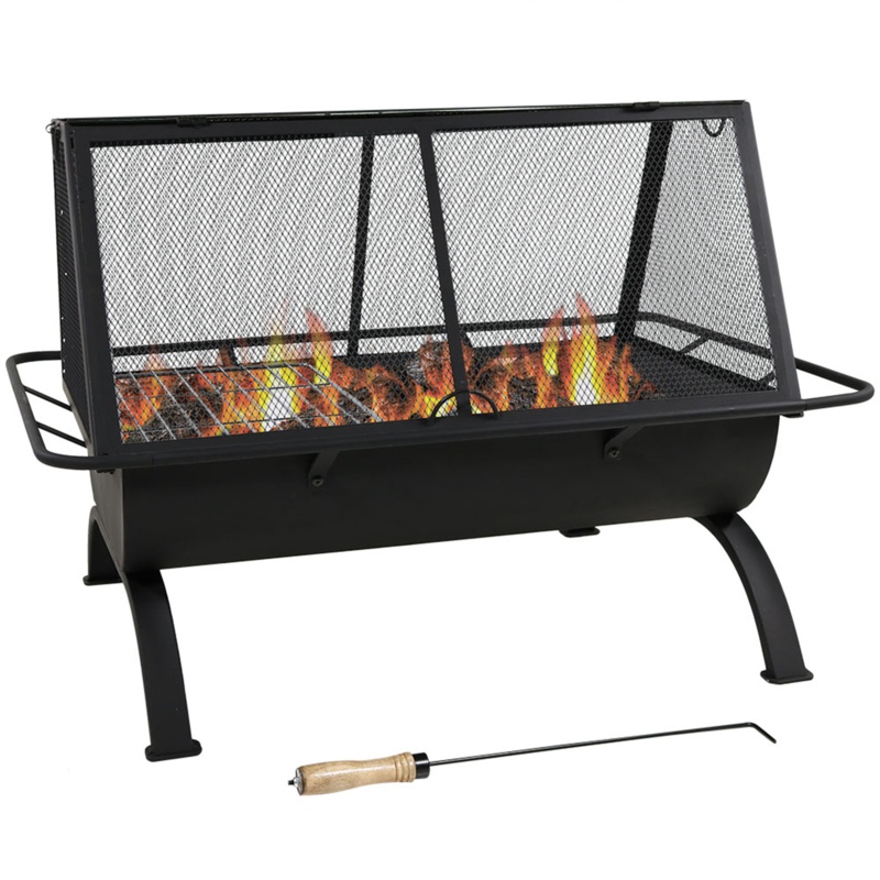 Hicks 25'' H x 36'' W Steel Wood Burning Outdoor Fire Pit with Lid
