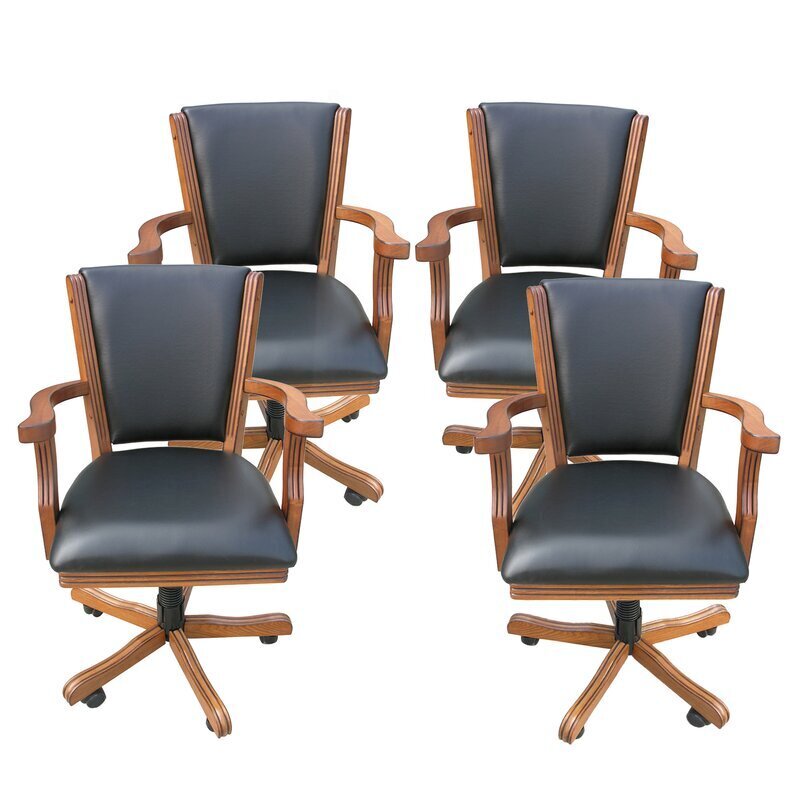 High Back Kitchen Chairs With Wheels Set of 4
