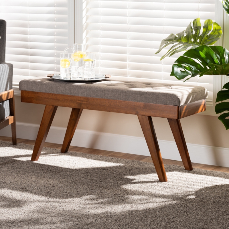 Mid-Century Modern Upholstered Dining Bench