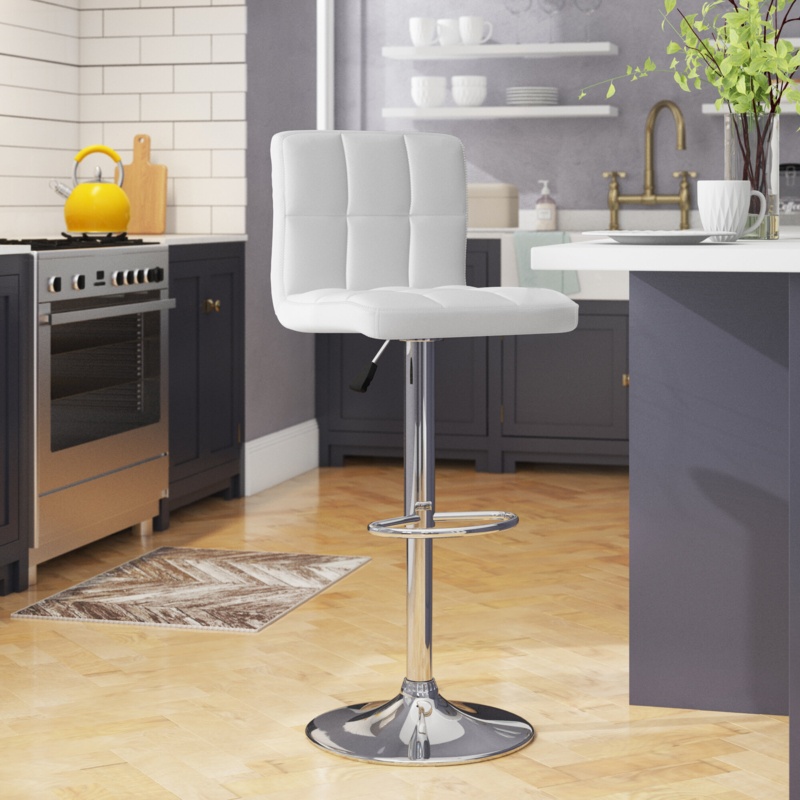 Adjustable Height Barstool with Quilted Design