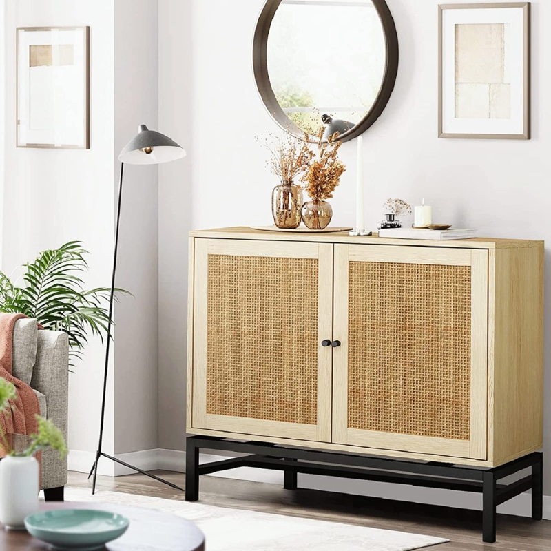 Rattan Panel Accent Cabinet