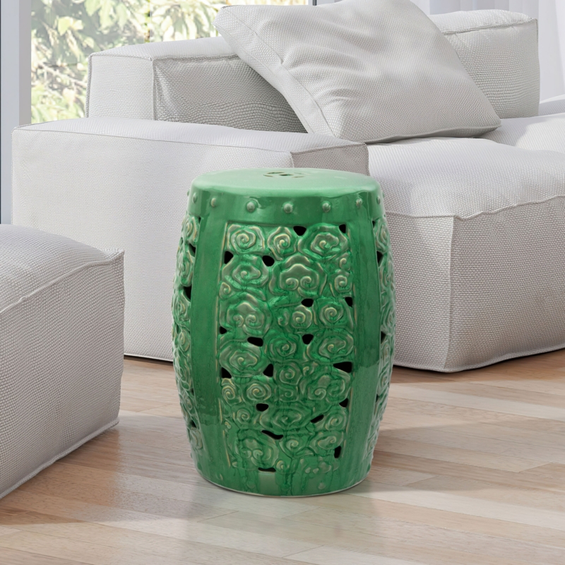 Aqua Porcelain Garden Stool