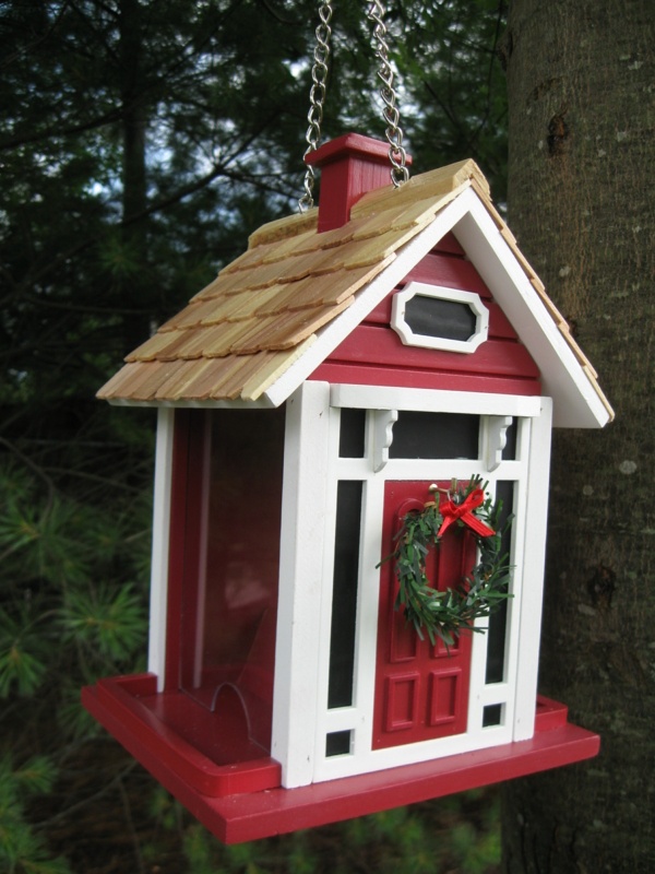 Holiday Offerings Christmas Cottage Hopper Bird Feeder