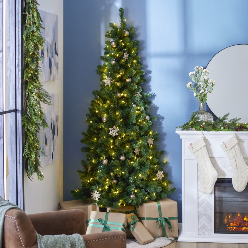 Artificial Half Christmas Tree with LED White Lights