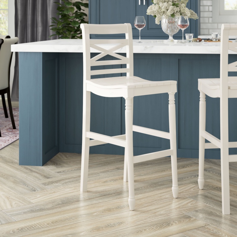 Casual Planked Bar Stool with Tall Back