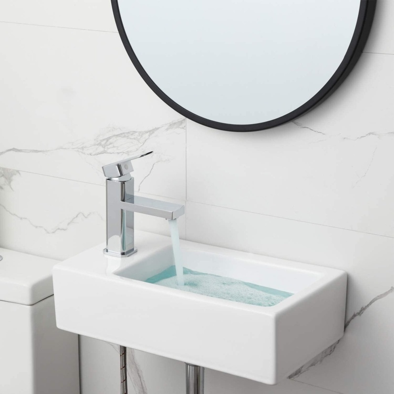 HOROW 9.75'' White Ceramic Rectangular Wall Mount Bathroom Sink