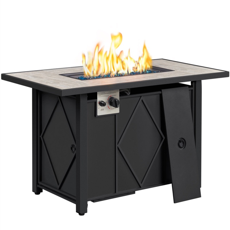 Hounshell 25.5'' H x 43'' W Steel Propane Outdoor Fire Pit Table with Lid