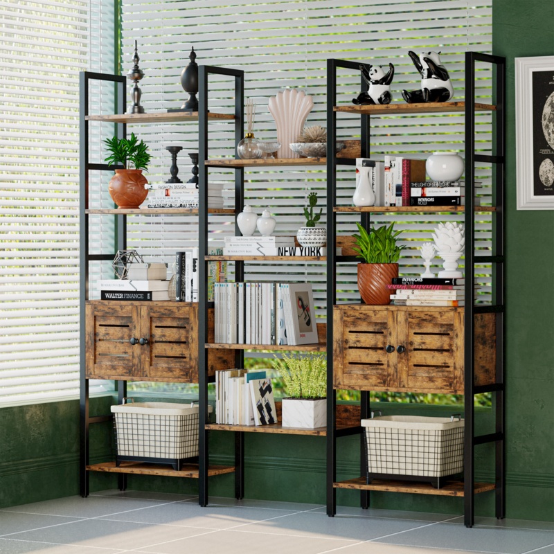 Hrista 69.3'' H x 69.3'' W Iron Etagere Bookcase