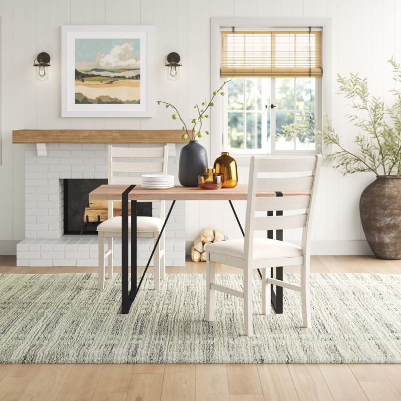 Rustic Two-Tone Dining Table with Sled-Style Base