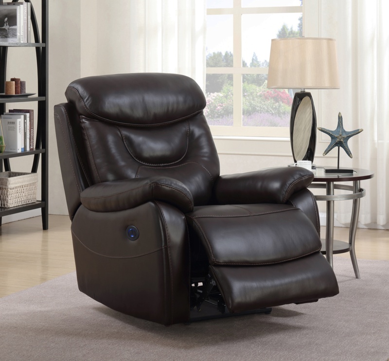 Hurdland 34.63" Wide Genuine Leather Power Standard Recliner