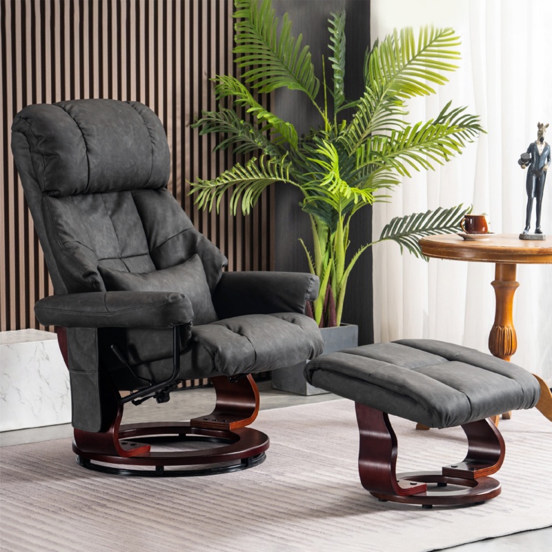 Huttonsville Vegan Leather Swivel Recliner with Ottoman