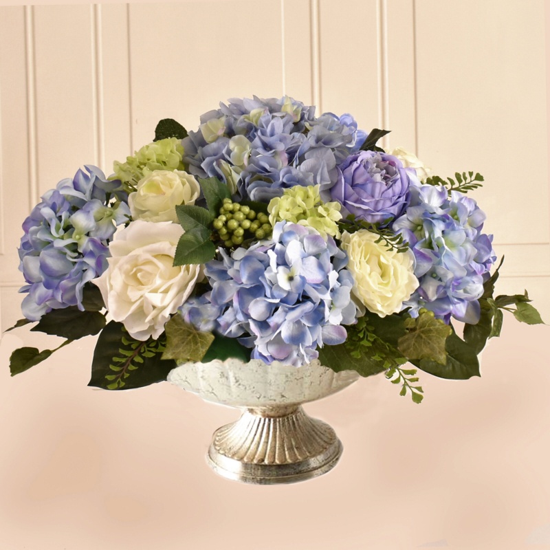 Hydrangea Silk Centerpiece in Pedestal Bowl