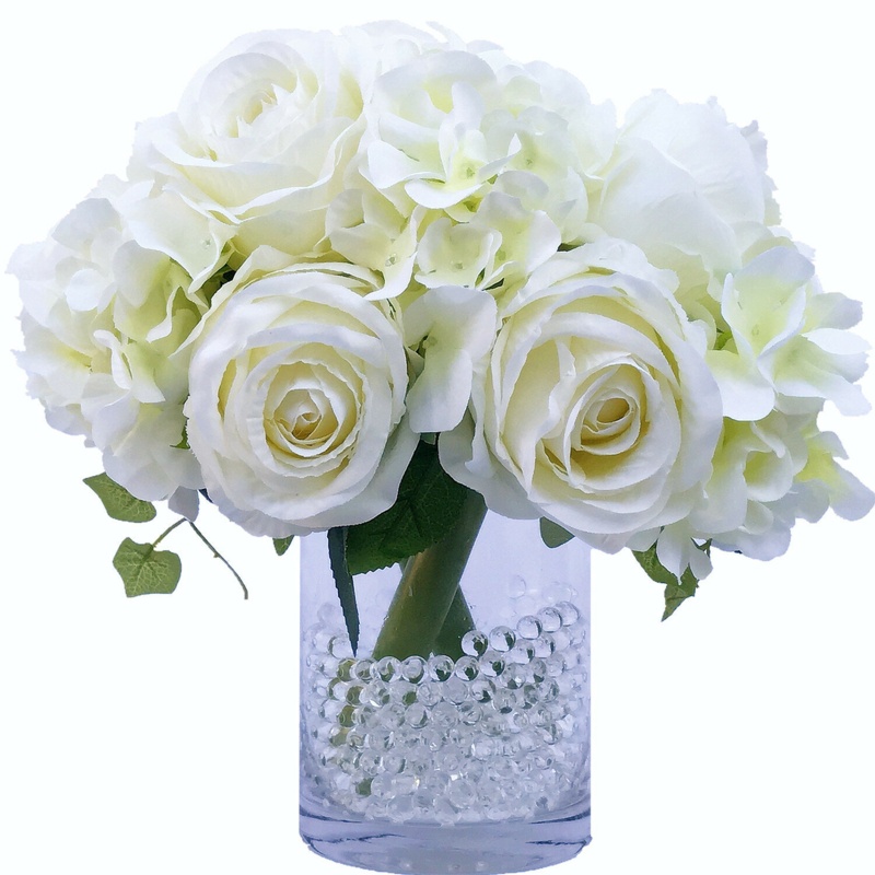 Hydrangeas and Roses Floral Arrangement in Vase
