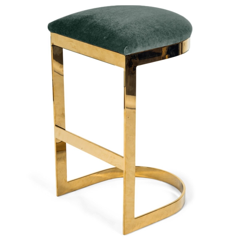 Curved Brass Base Backless Stool
