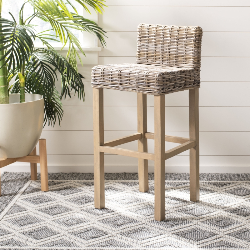 Textured Wicker 29.5" Bar Stool