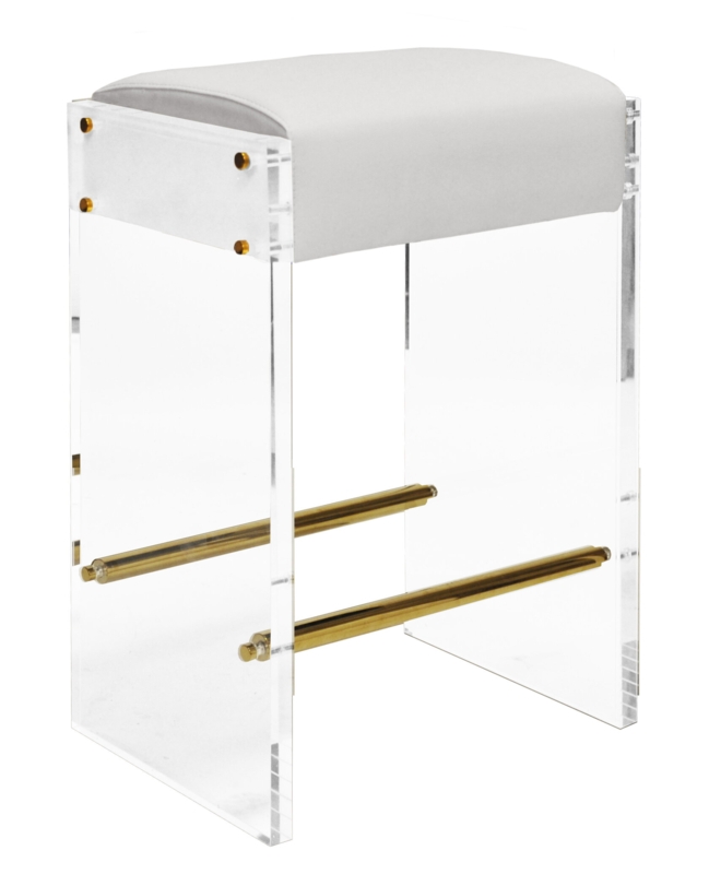Acrylic Counter Stool with White Vinyl Cushion