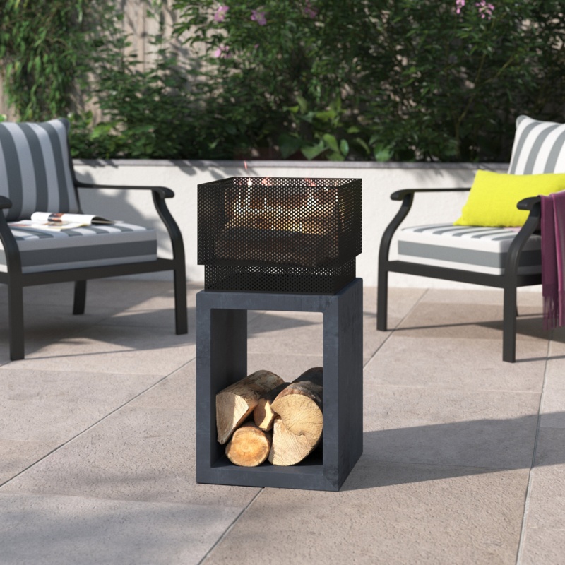 Inez 28.25'' H x 13.75'' W Polyresin Wood Burning Outdoor Fire Pit