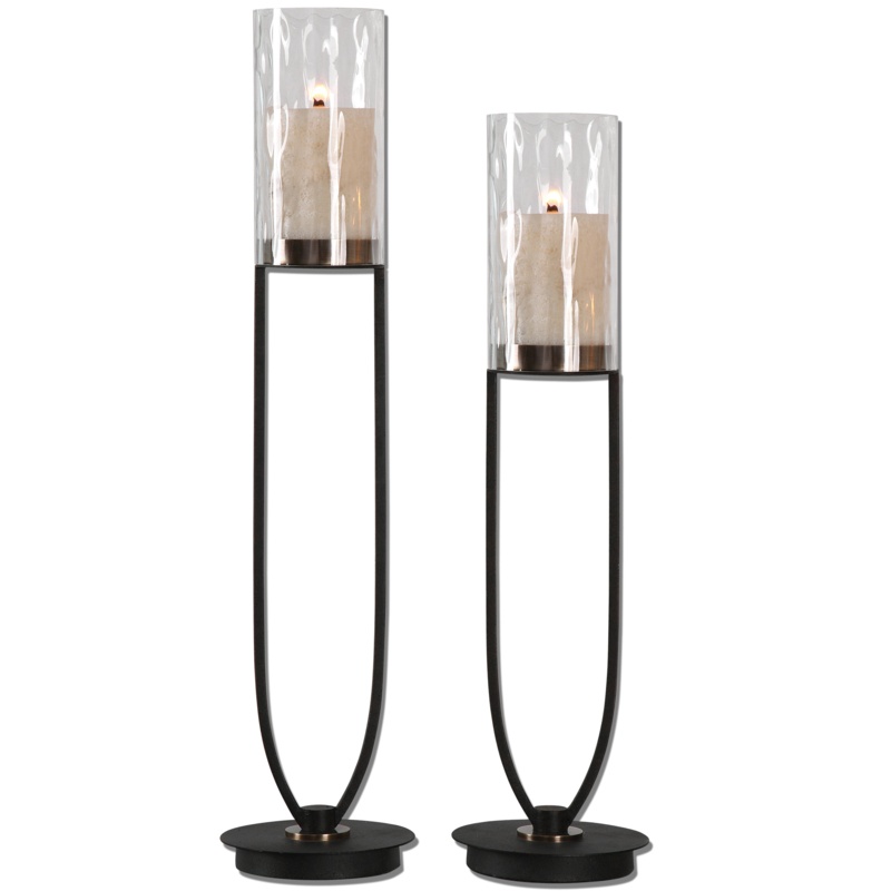 Iron Floor Hurricane with Candle Included Set