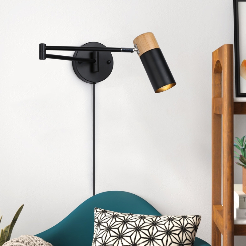 Swing Arm Wall Sconce with Adjustable Lampshade