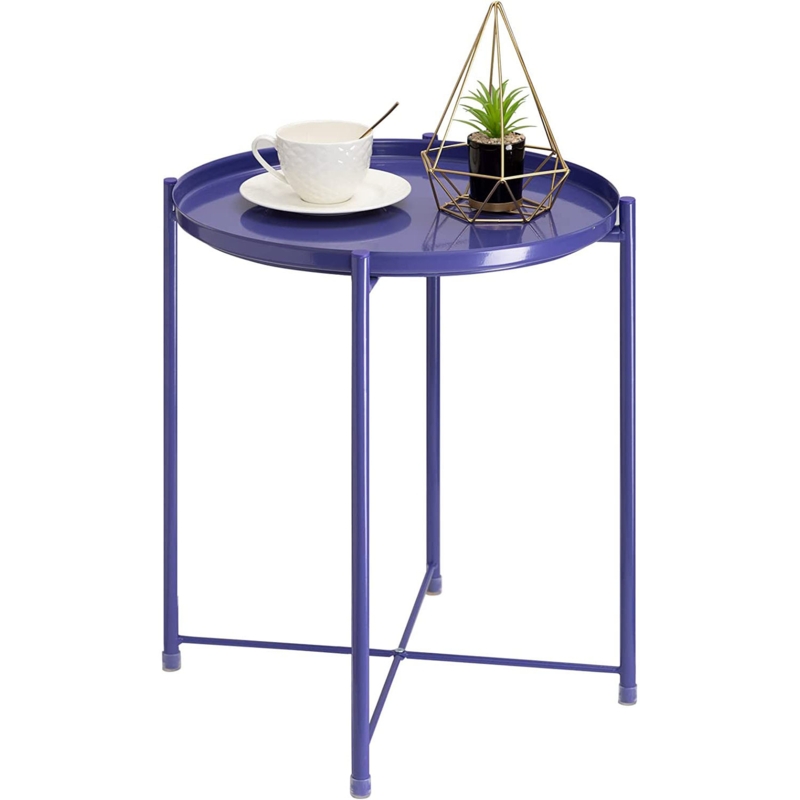 Round Metal Coffee Table with Removable Tray