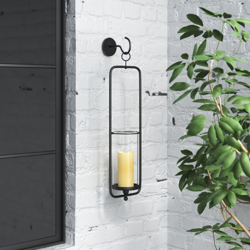 Hanging Iron Wall Sconce with Clear Glass Shade