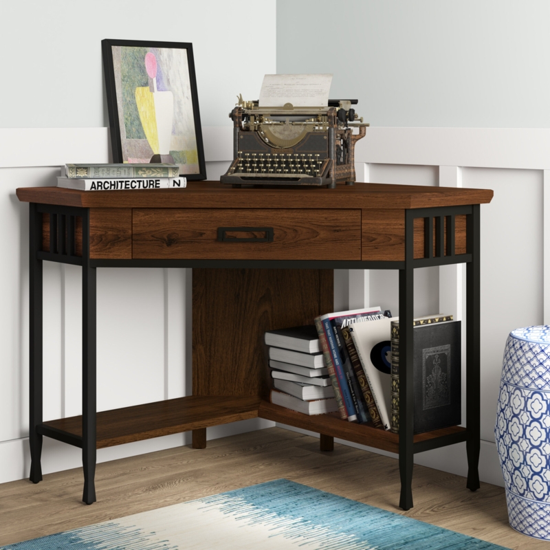 Corner Desk with Drop-Front Keyboard Drawer