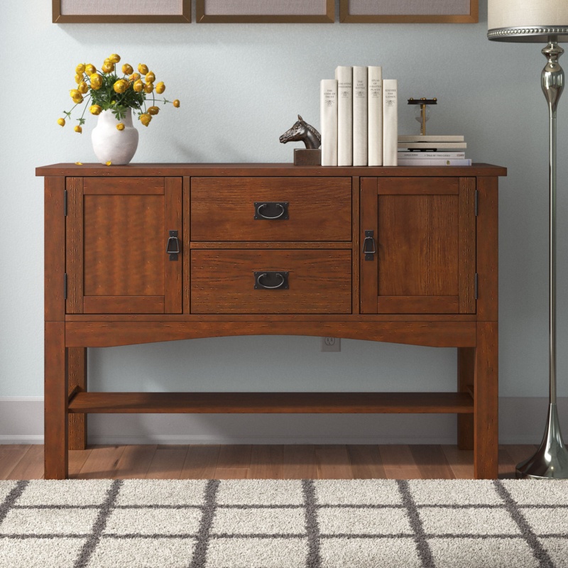 Isaiah 54'' Wide 2 Drawer Solid Wood Buffet Table