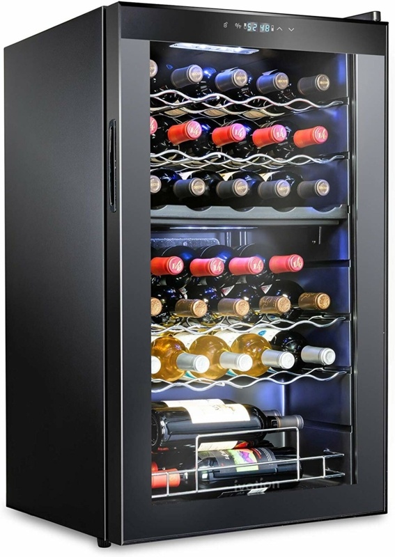 Ivation 19.4'' width 33 Bottle Dual Zone Freestanding Wine Refrigerator