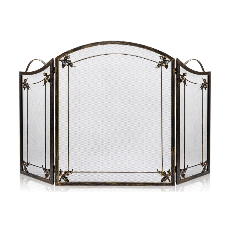 Decorative Fireplace Screen with Foldable Panels