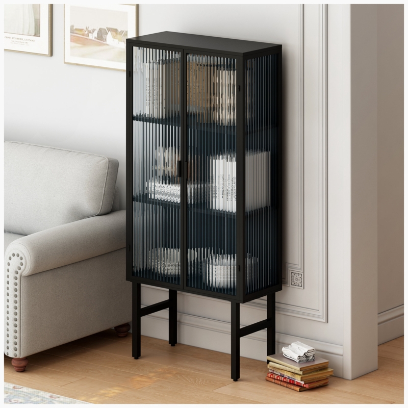 Industrial Round Coffee Table with Storage Shelf