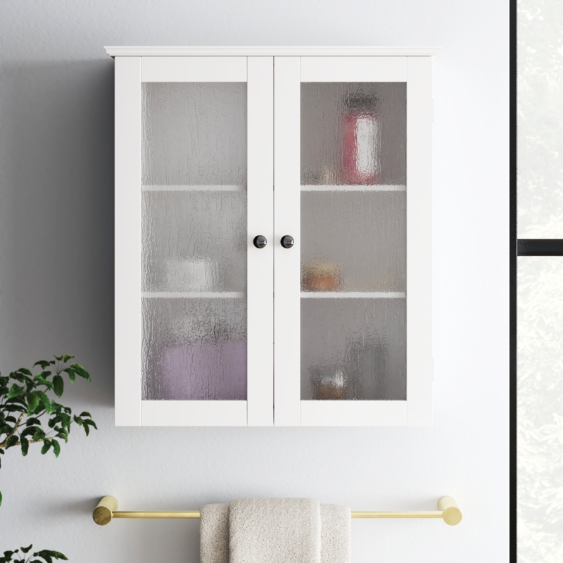 Compact Bathroom Cabinet with Glass Doors
