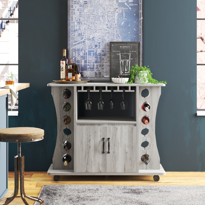 Vintage-Inspired Buffet Bar with Built-In Wine Storage