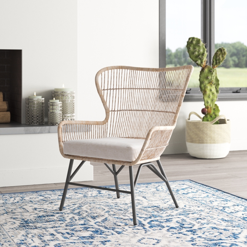 Boho Butterfly Chair with Linen Upholstery