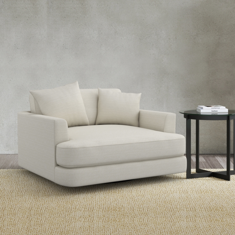 Cozy Swivel Chair with Feather and Fiber Cushions