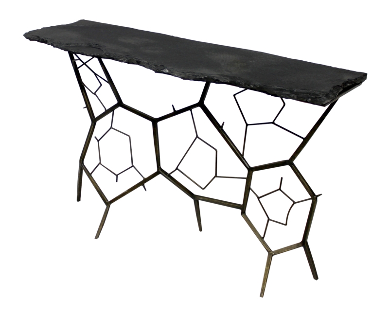 Live Edge Stone Top Console Table