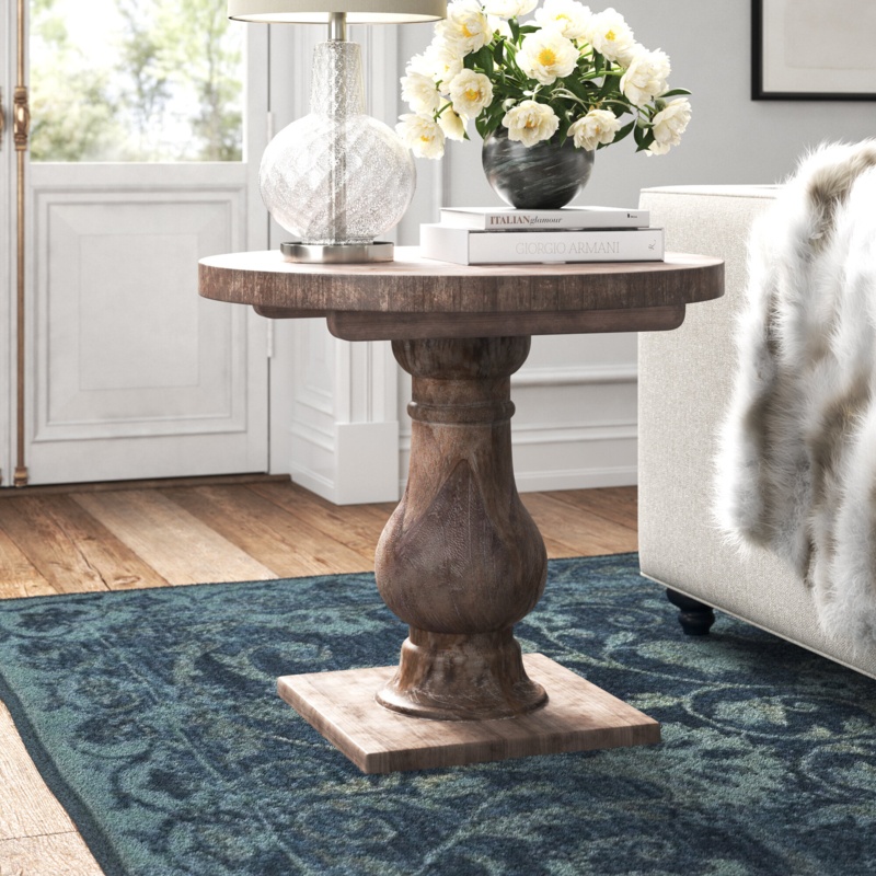 Distressed Pine Wood Side Table