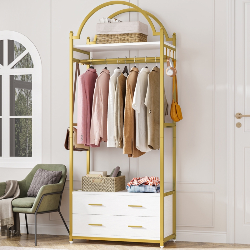 Freestanding Garment Rack with Storage