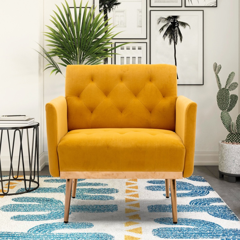 Velvet Upholstered Flared Armchair