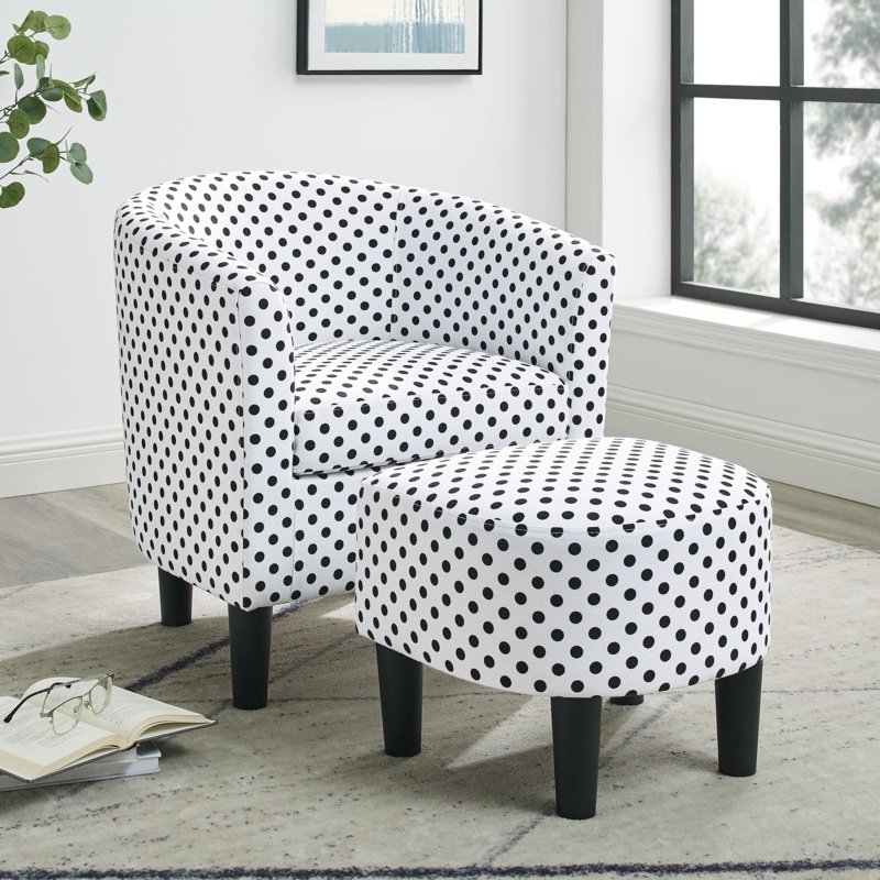Jazouli 25.5" Wide Polyester Barrel Chair and Ottoman