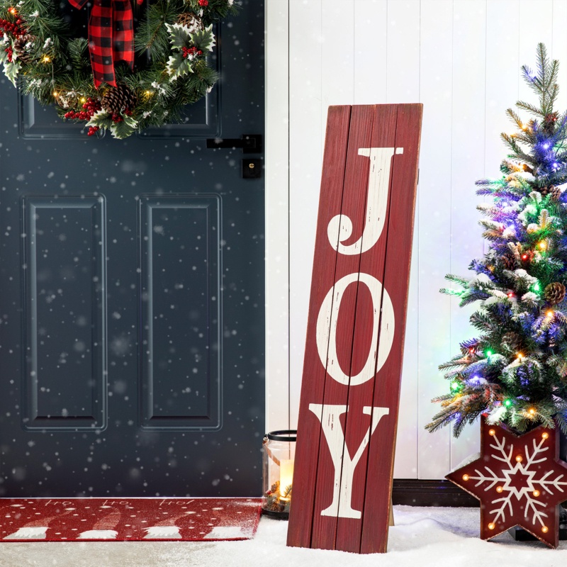 Jed 42"H Christmas Wooden Porch Sign - JOY