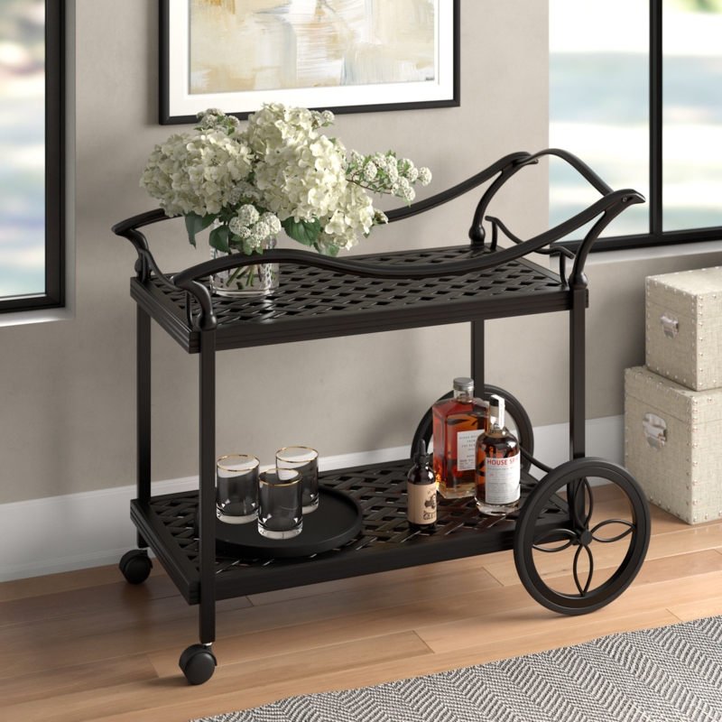 Industrial-Style Bar Cabinet with Wheels