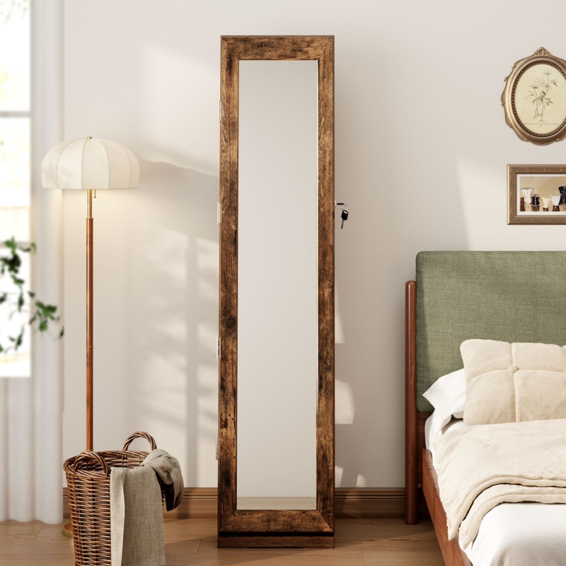 Rotatable Jewelry Organizer with Full-Length Mirror